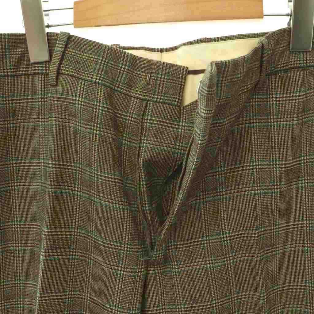 Hermes Tapered Pants Wool Check 44 Brown SY AD — view 3