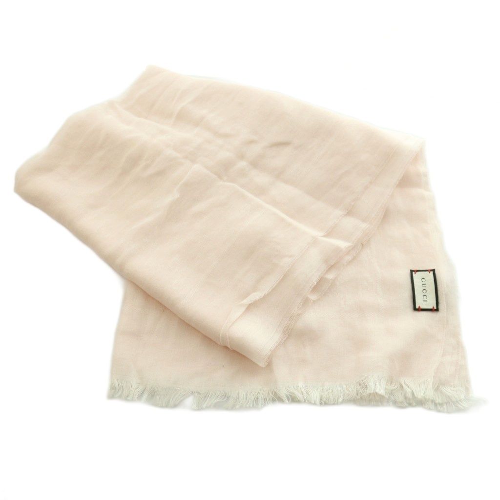 Gucci GG Pattern Cotton Shawl Lightweight 60 190 cm Light Pink Scarf — view 3
