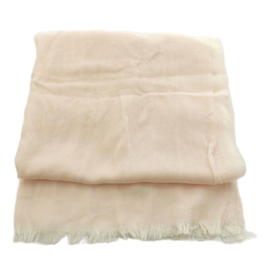 Gucci GG Pattern Cotton Shawl Lightweight 60 190 cm Light Pink Scarf — view 2