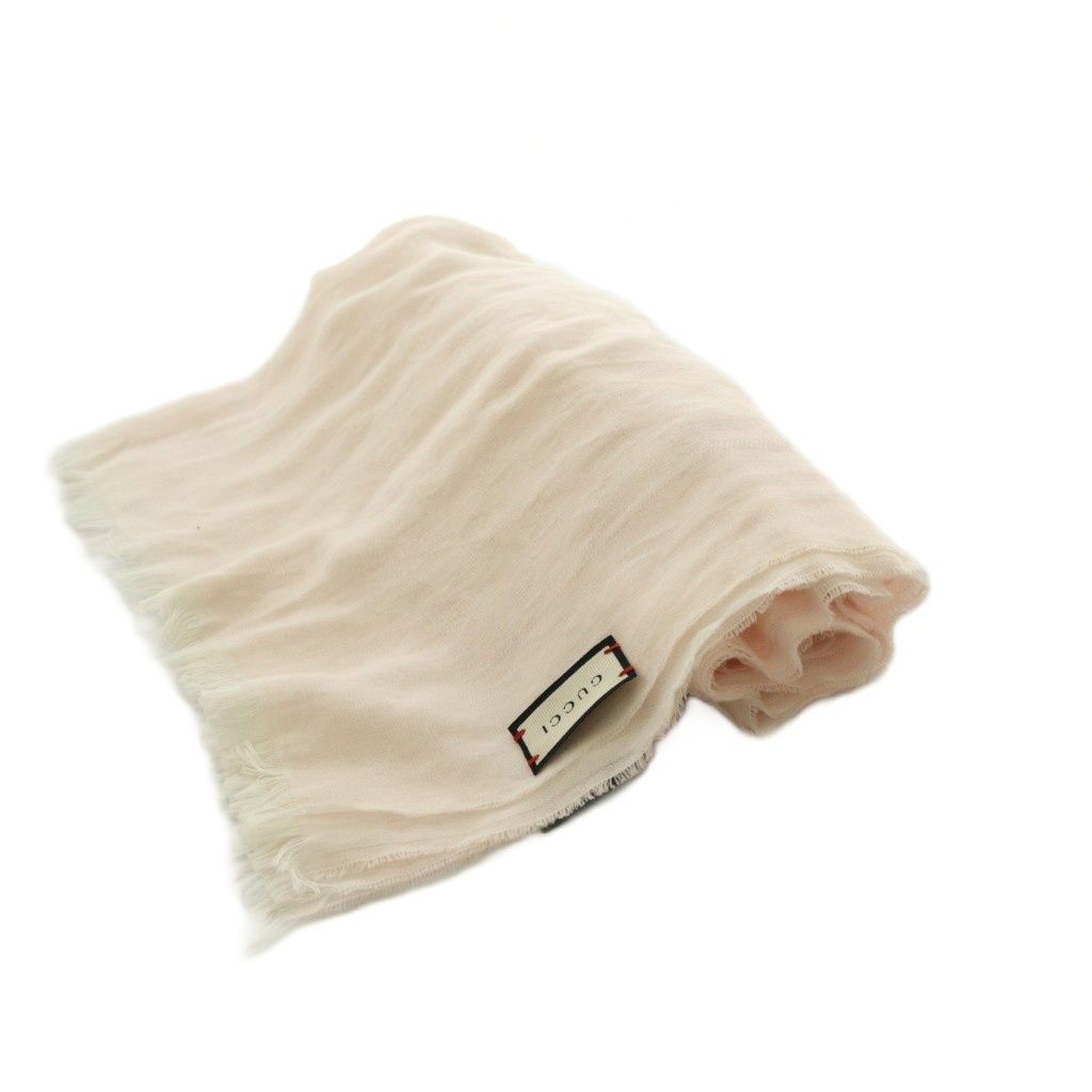Gucci GG Pattern Cotton Shawl Lightweight 60 190 cm Light Pink Scarf — view 4