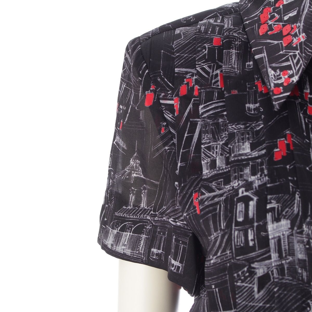 Chanel Silk Sequin All Over Pattern Dress 332 333 Set Black Red 34 — view 6