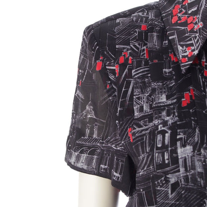 Chanel Silk Sequin All Over Pattern Dress 332 333 Set Black Red 34 — view 6