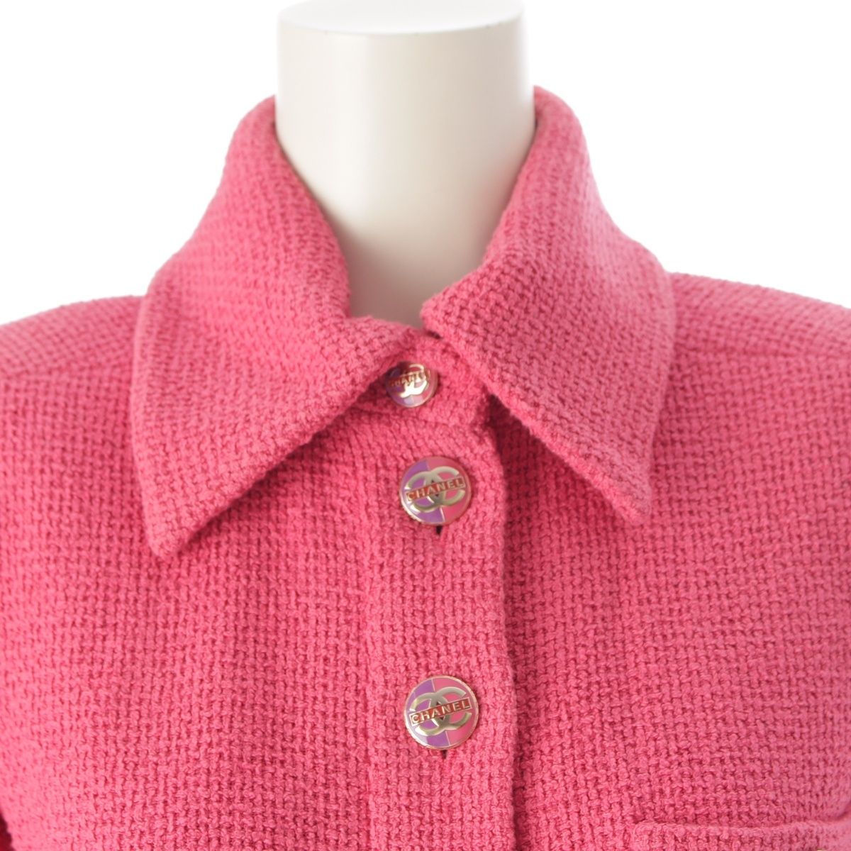 Chanel CC Logo Button Tweed All in Jumps Jumpsuits Pink 36 Dress — view 5