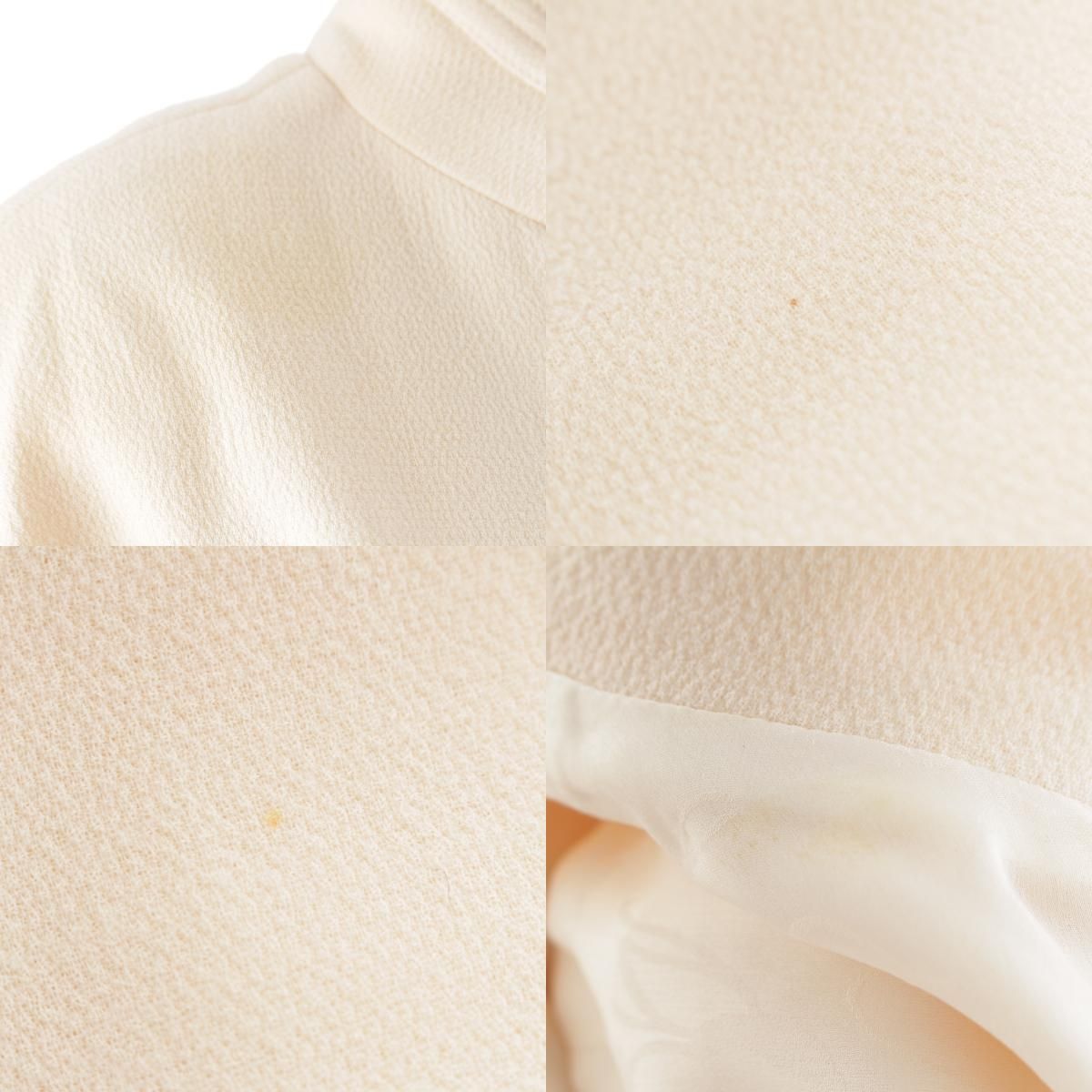 Chanel Wool CC Logo Pearl Button Belt Short Sleeve Dress Ivory 36 — view 9