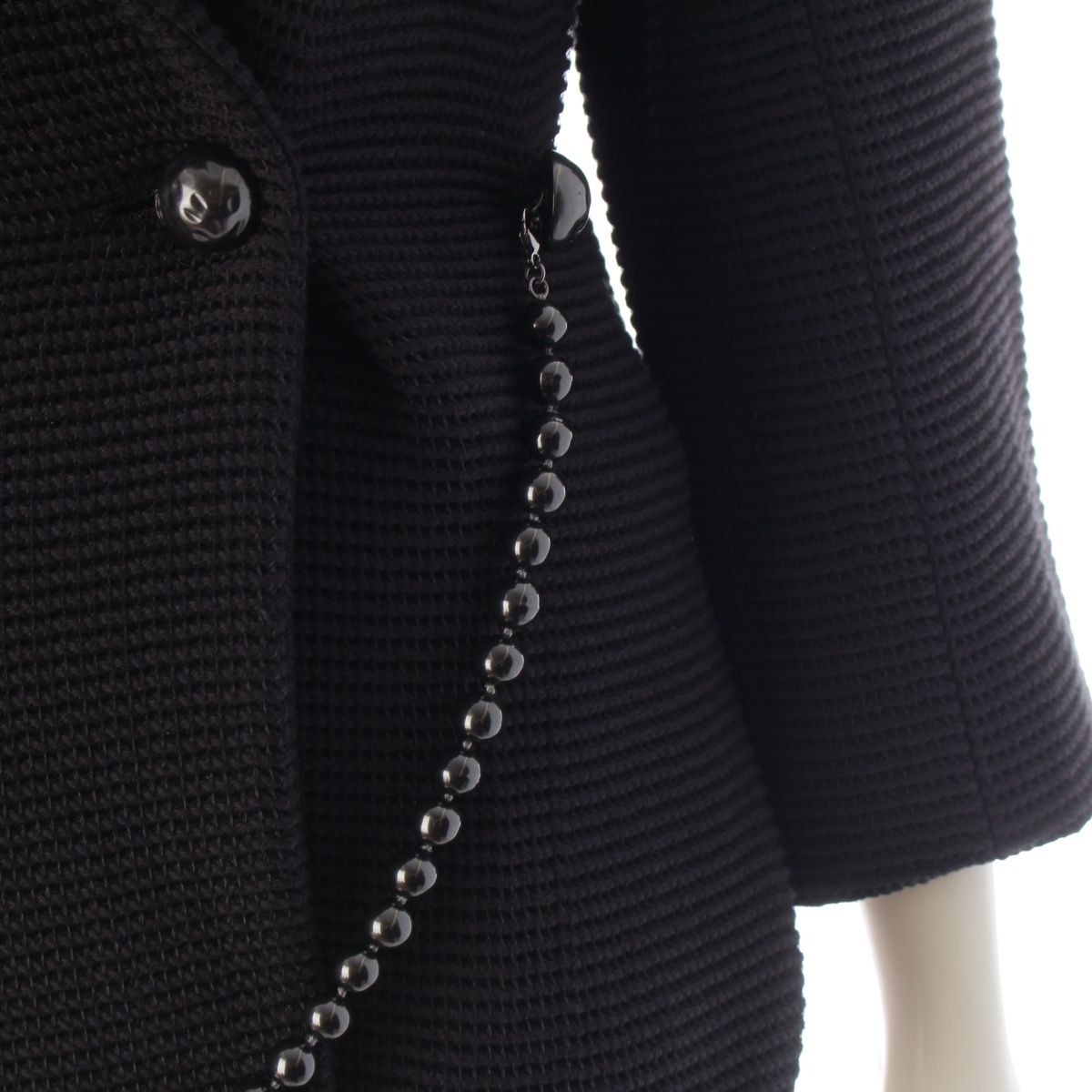 Chanel CC Logo Pearl Button Belt Tailored Jacket Black 36 — view 7