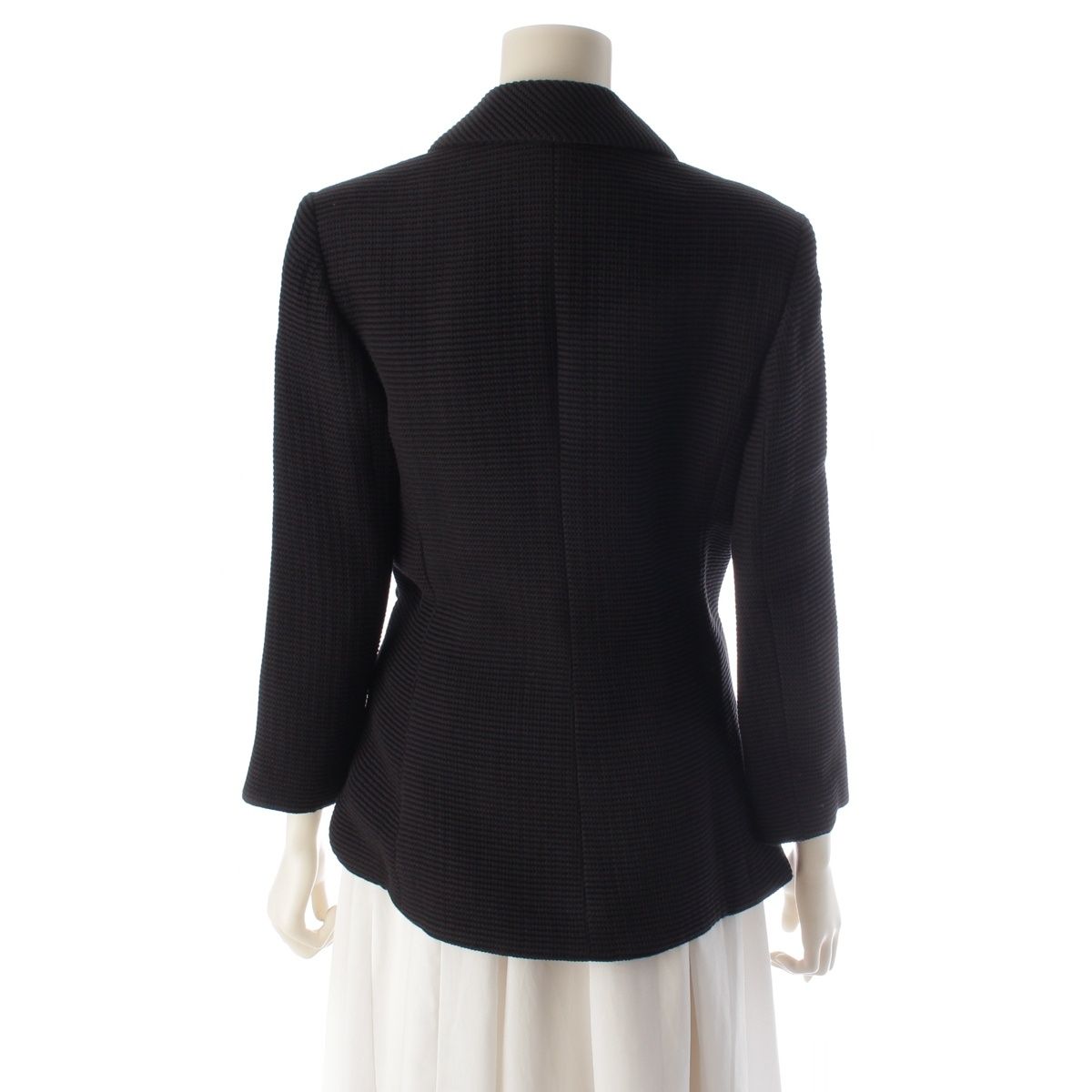 Chanel CC Logo Pearl Button Belt Tailored Jacket Black 36 — view 4