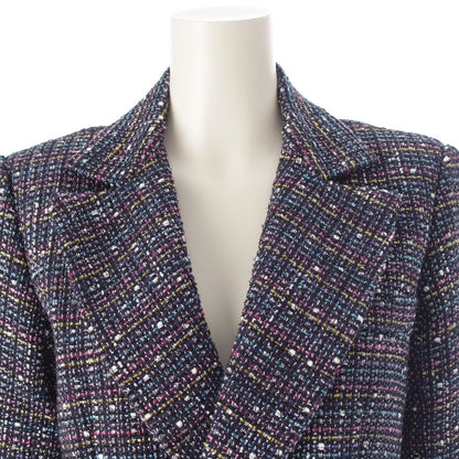 Chanel CC Logo Button Tweed Double Coat Navy Multicolor 34 — view 5