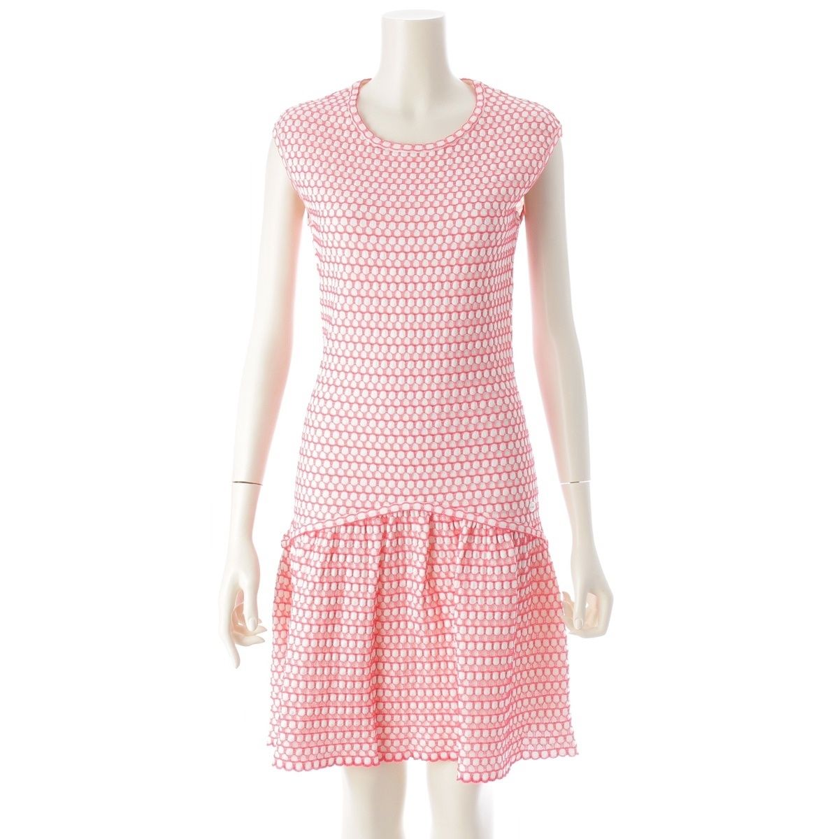 Chanel CC Logo Sleeveless Knit Dress Pink 36