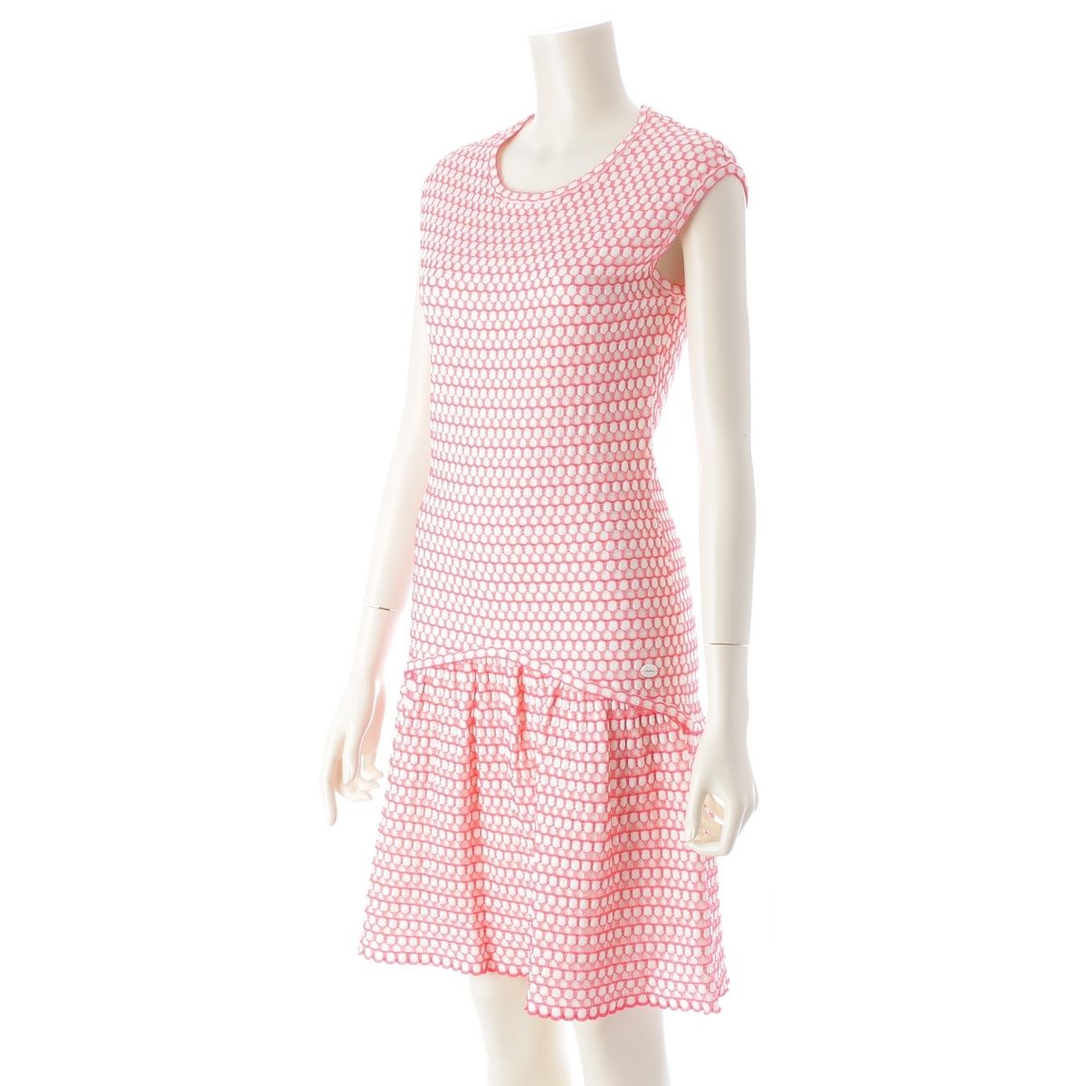 Chanel CC Logo Sleeveless Knit Dress Pink 36 — view 2