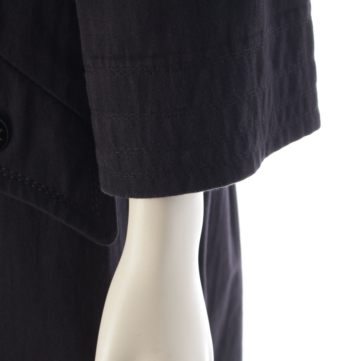 Chanel Cotton CC Logo Star Button Trench Coat Dark Navy 38 — view 6