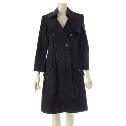Chanel Cotton CC Logo Star Button Trench Coat Dark Navy 38