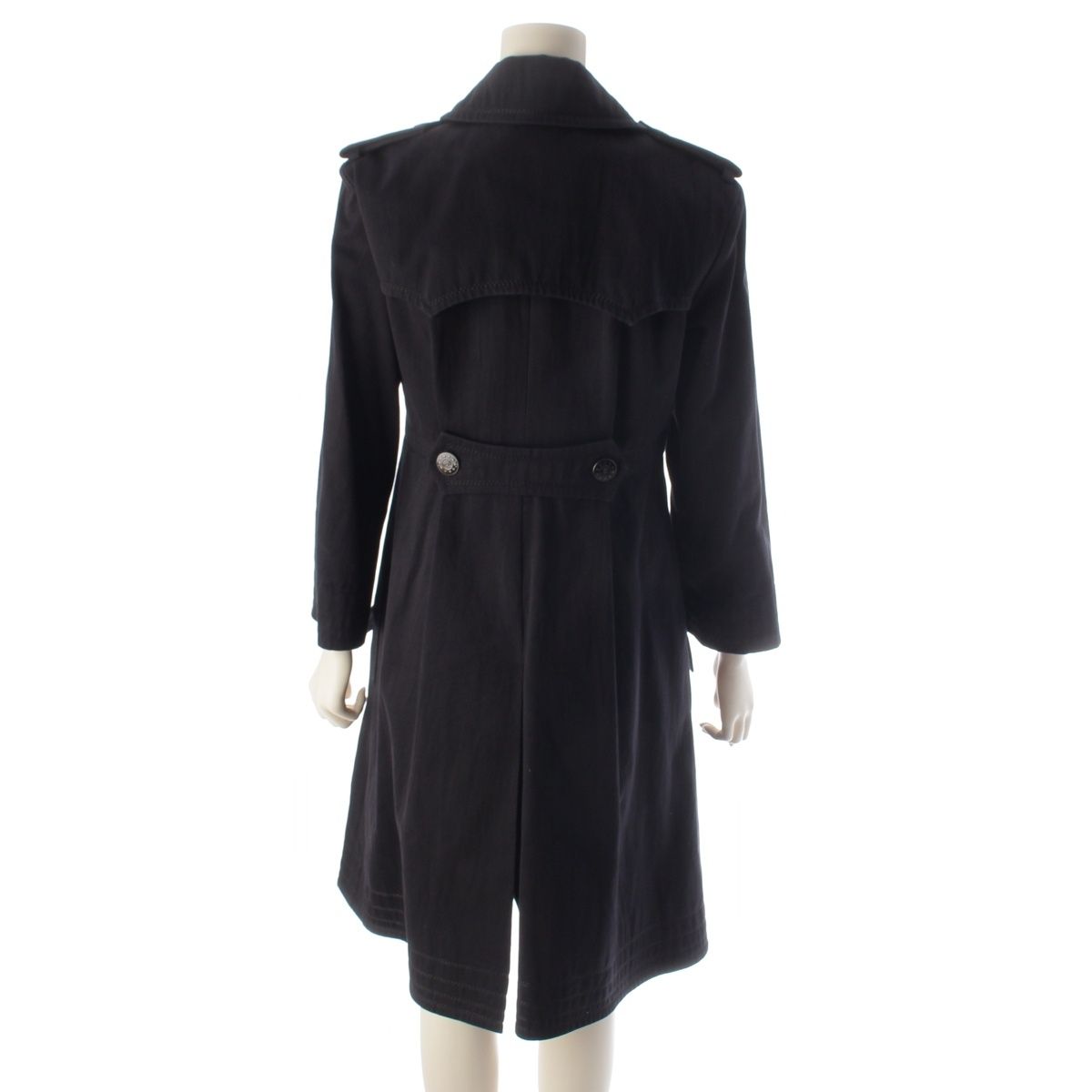 Chanel Cotton CC Logo Star Button Trench Coat Dark Navy 38 — view 4
