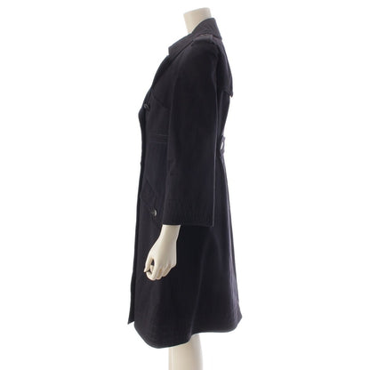 Chanel Cotton CC Logo Star Button Trench Coat Dark Navy 38