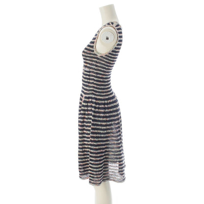Chanel Rayon Cotton Border Sleeveless Knit Dress Multicolor 34 — view 3
