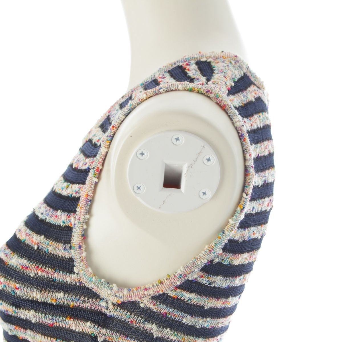 Chanel Rayon Cotton Border Sleeveless Knit Dress Multicolor 34 — view 7