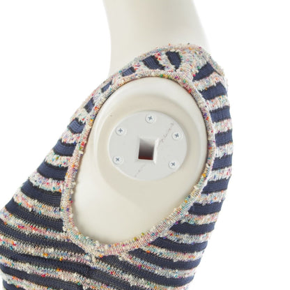 Chanel Rayon Cotton Border Sleeveless Knit Dress Multicolor 34 — view 7