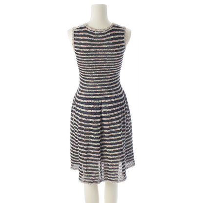 Chanel Rayon Cotton Border Sleeveless Knit Dress Multicolor 34 — view 4