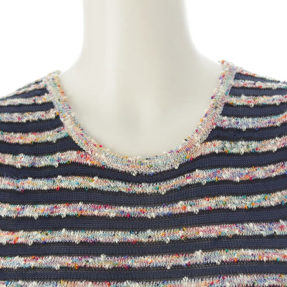 Chanel Rayon Cotton Border Sleeveless Knit Dress Multicolor 34 — view 5