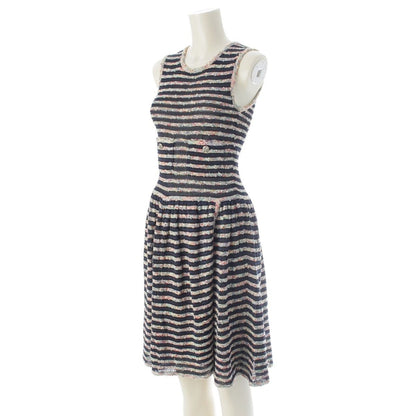 Chanel Rayon Cotton Border Sleeveless Knit Dress Multicolor 34 — view 2