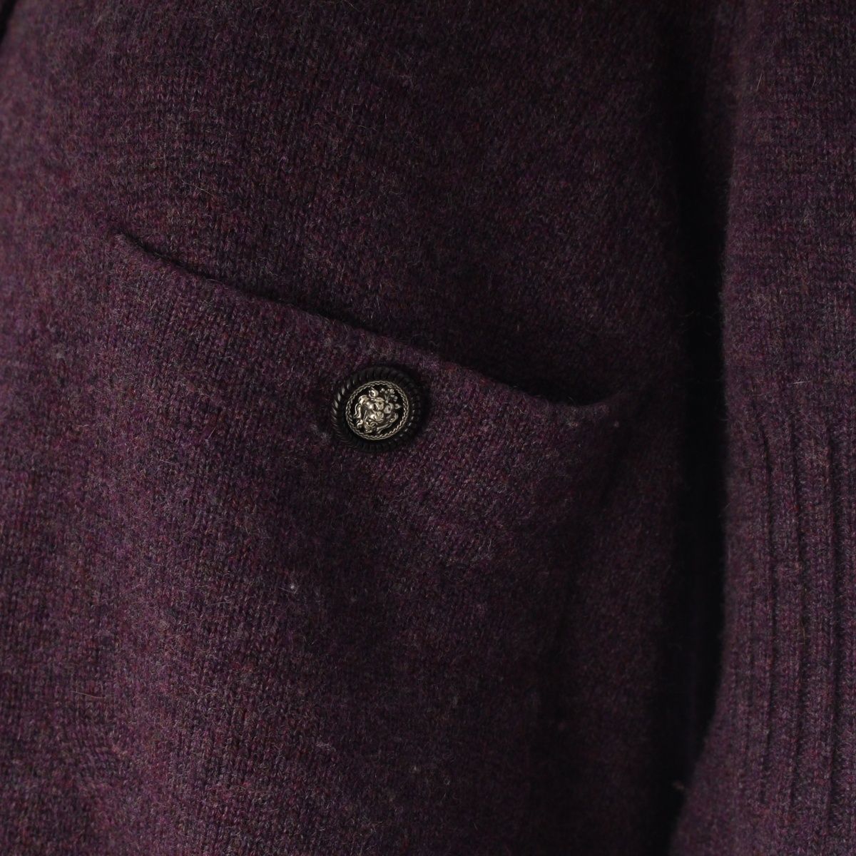Chanel Cashmere Lion Button 4 Pocket Knit Dress Purple 40 — view 7