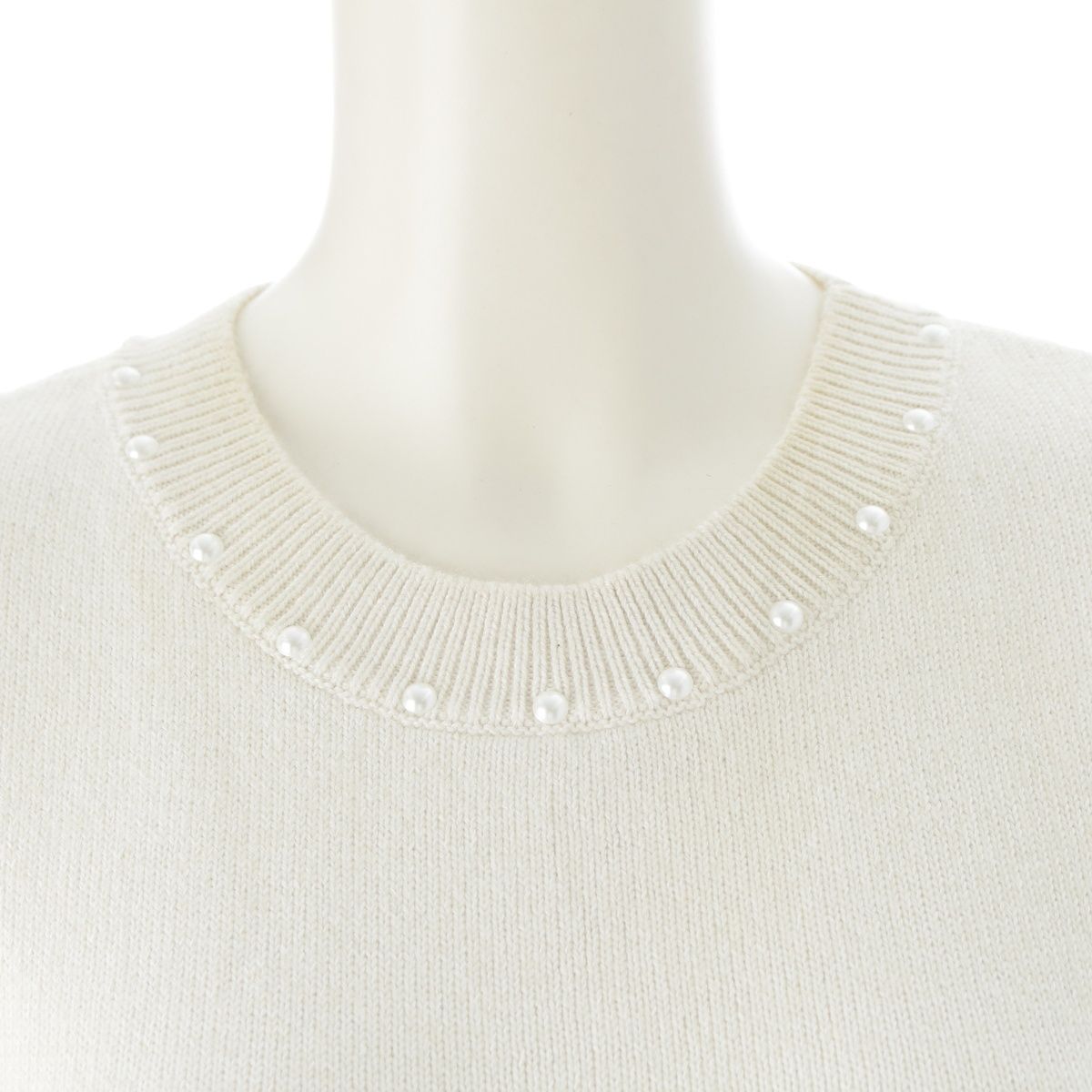 Chanel Cotton Cashmere CC Logo Pearl Sleeveless Knit Dress White 36 — view 5