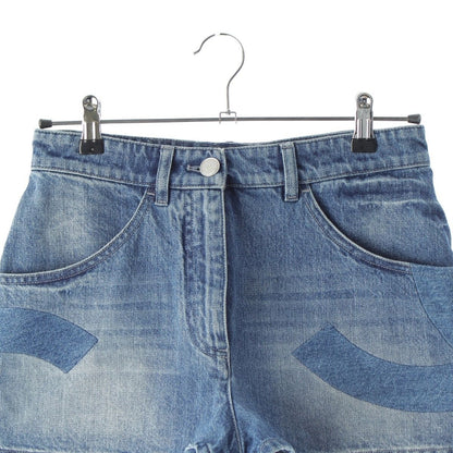 Chanel Cotton CC Logo Short Jeans Denim Pants Indigo Blue 36 — view 3