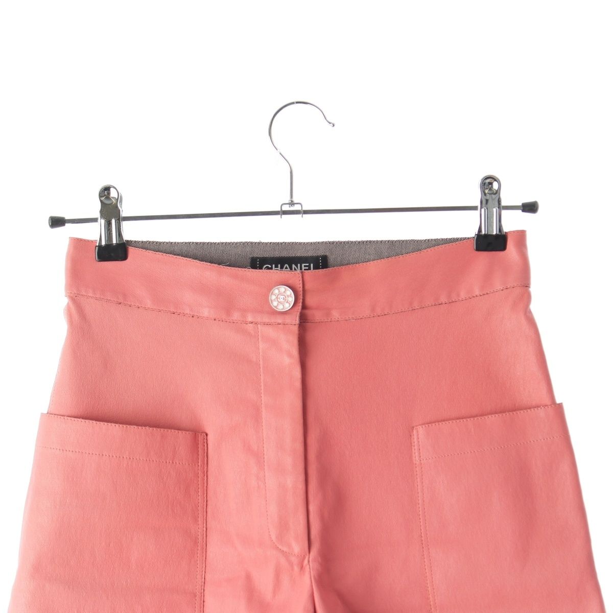 Chanel Leather CC Logo Shorts Pink 34 — view 3