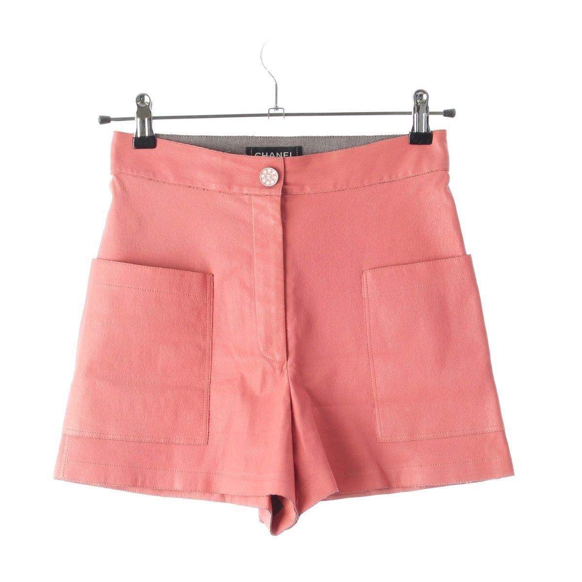 Chanel Leather CC Logo Shorts Pink 34