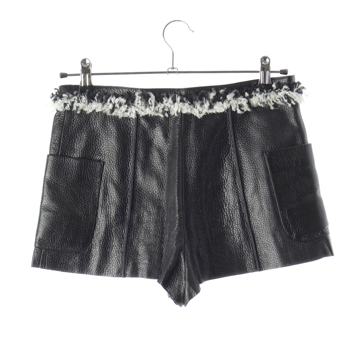Chanel Tweed Leather Chain Button Shorts Black 36 — view 2