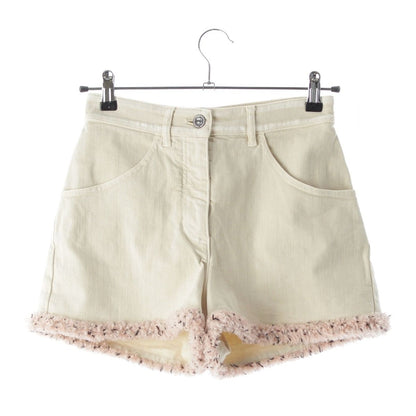 Chanel Cotton Tweed Rhinestone Button Shorts Beige Pink 34