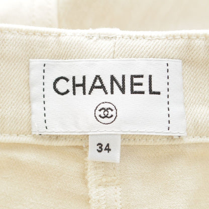 Chanel Cotton Tweed Rhinestone Button Shorts Beige Pink 34 — view 8