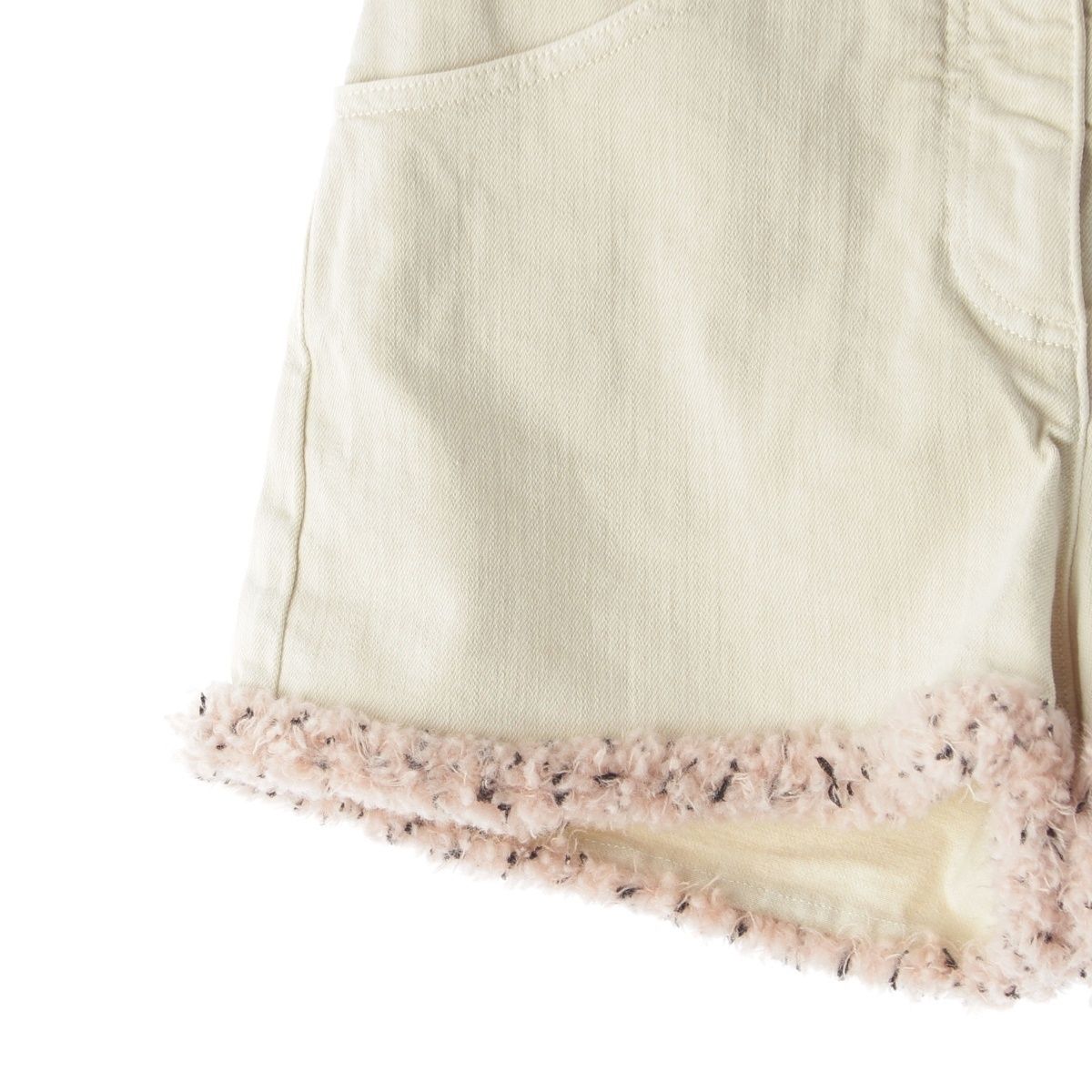Chanel Cotton Tweed Rhinestone Button Shorts Beige Pink 34 — view 4