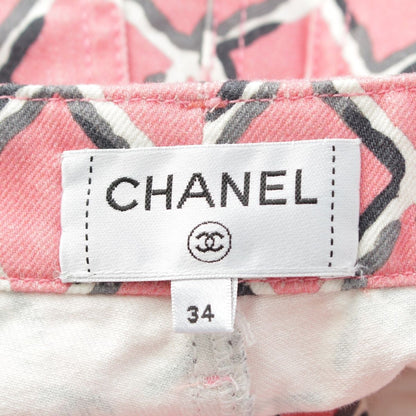 Chanel Cotton CC Logo Quilted Denim Shorts Pink 34 — view 8