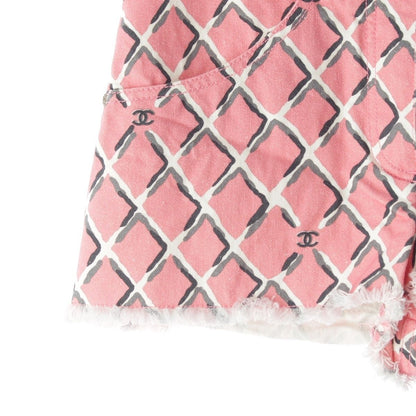 Chanel Cotton CC Logo Quilted Denim Shorts Pink 34 — view 5