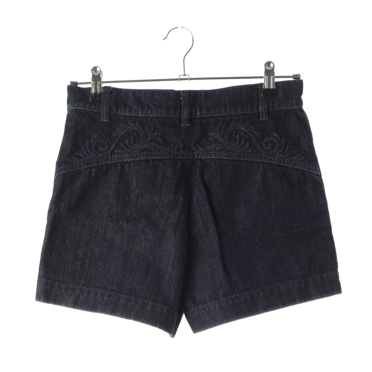 Chanel Cotton CC Logo Flower Embossed Shorts Denim Pants Blue 34 — view 2