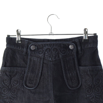 Chanel Cotton CC Logo Flower Embossed Shorts Denim Pants Blue 34 — view 3