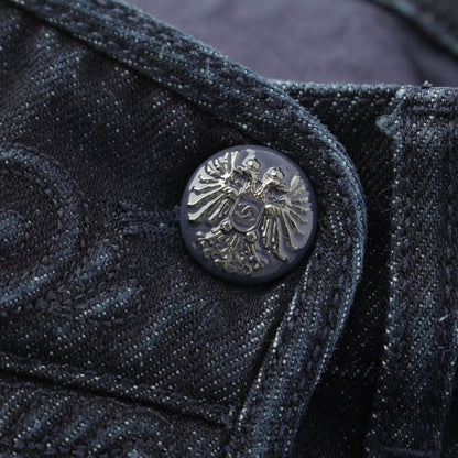 Chanel Cotton CC Logo Flower Embossed Shorts Denim Pants Blue 34 — view 5