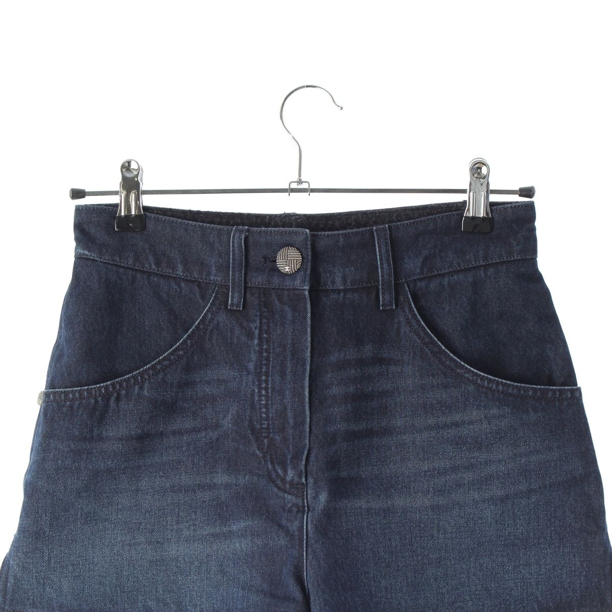 Chanel Cotton Tweed CC Logo Shorts Pants Blue — view 3