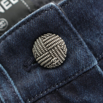 Chanel Cotton Tweed CC Logo Shorts Pants Blue — view 6