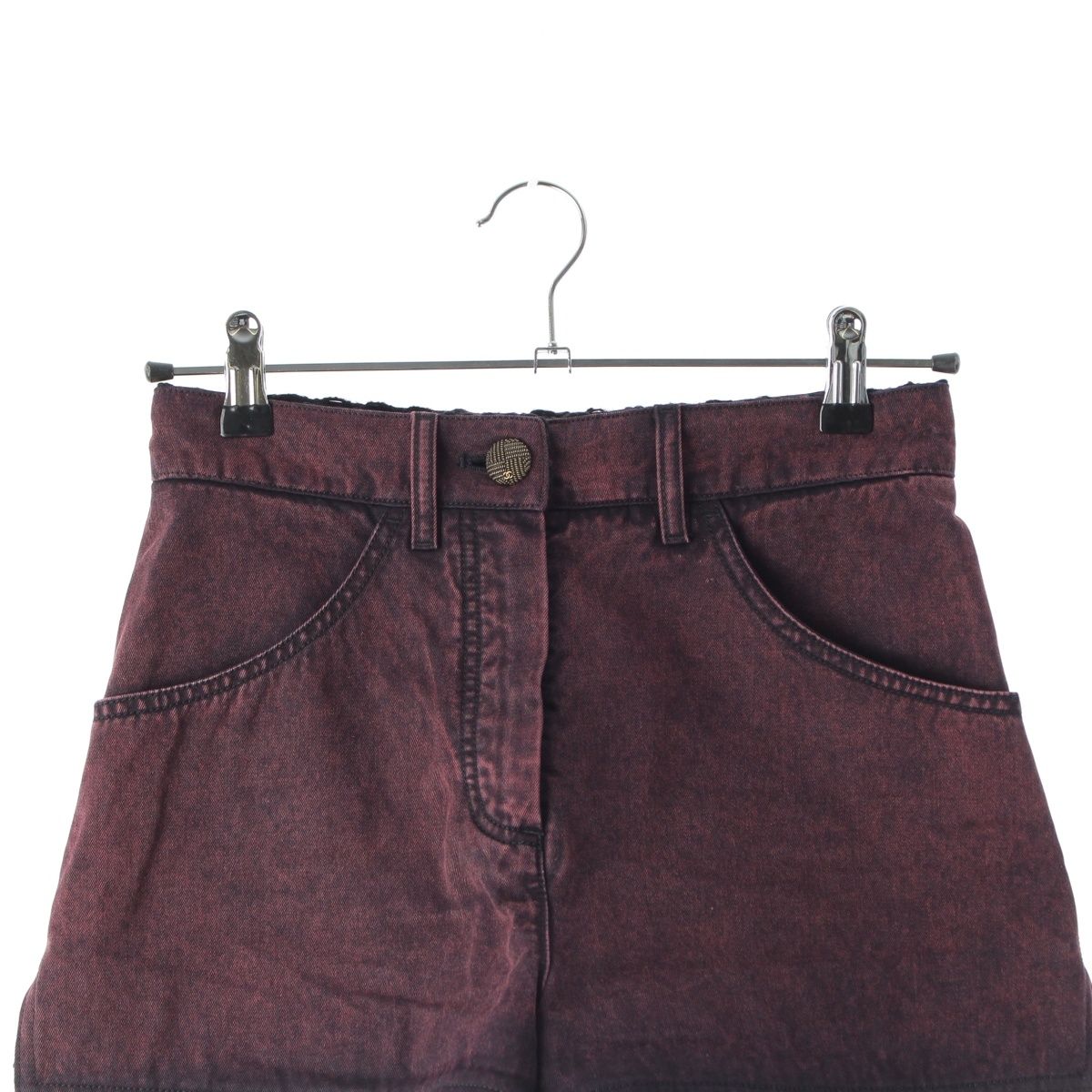 Chanel Cotton Tweed CC Logo Shorts Bordeaux 34 — view 3