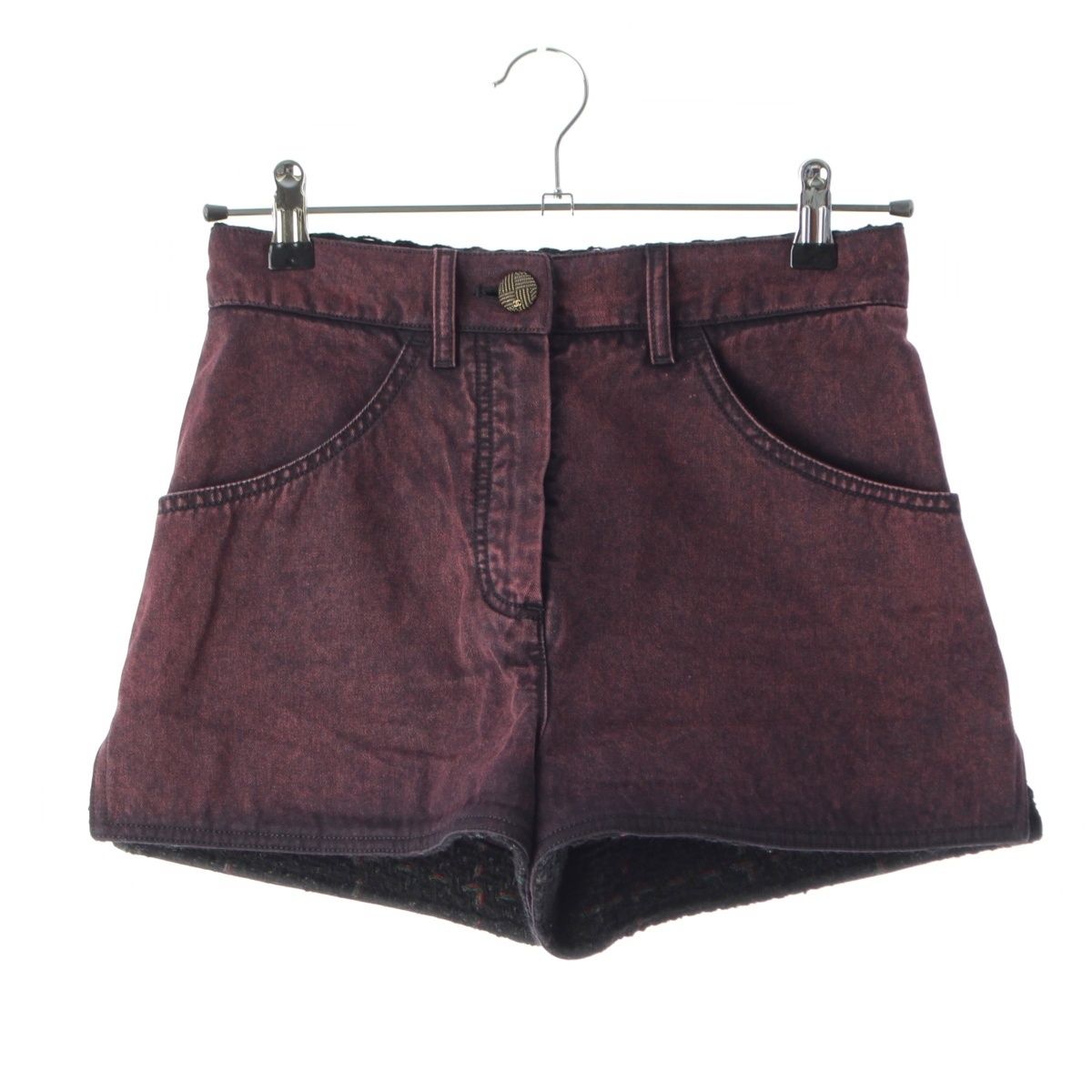 Chanel Cotton Tweed CC Logo Shorts Bordeaux 34