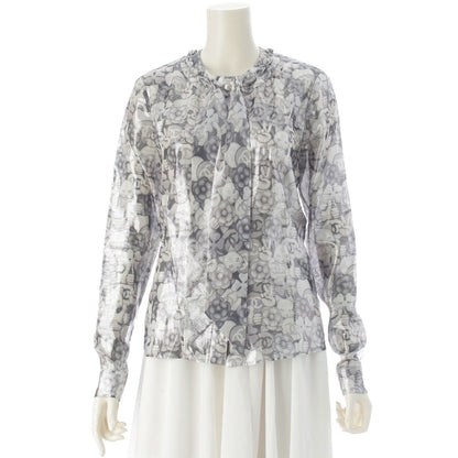 Chanel Silk Polyester Bowtie Choupette Camellia CC Logo Long Sleeve Shirt