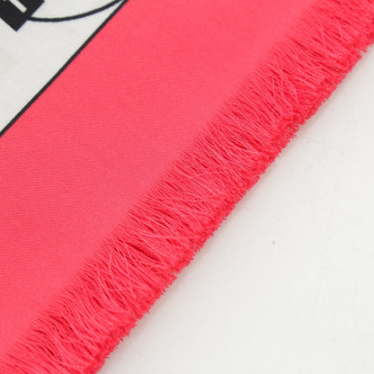 Chanel Cotton Silk Ticket CC Logo All Over Pattern Shawl Pink Scarf — view 5