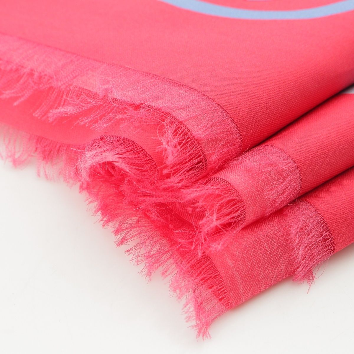 Chanel Cotton Silk Ticket CC Logo All Over Pattern Shawl Pink Scarf — view 9
