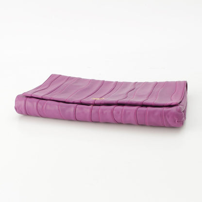 Prada Leather Logo Nappa Stripe Clutch Purple — view 5