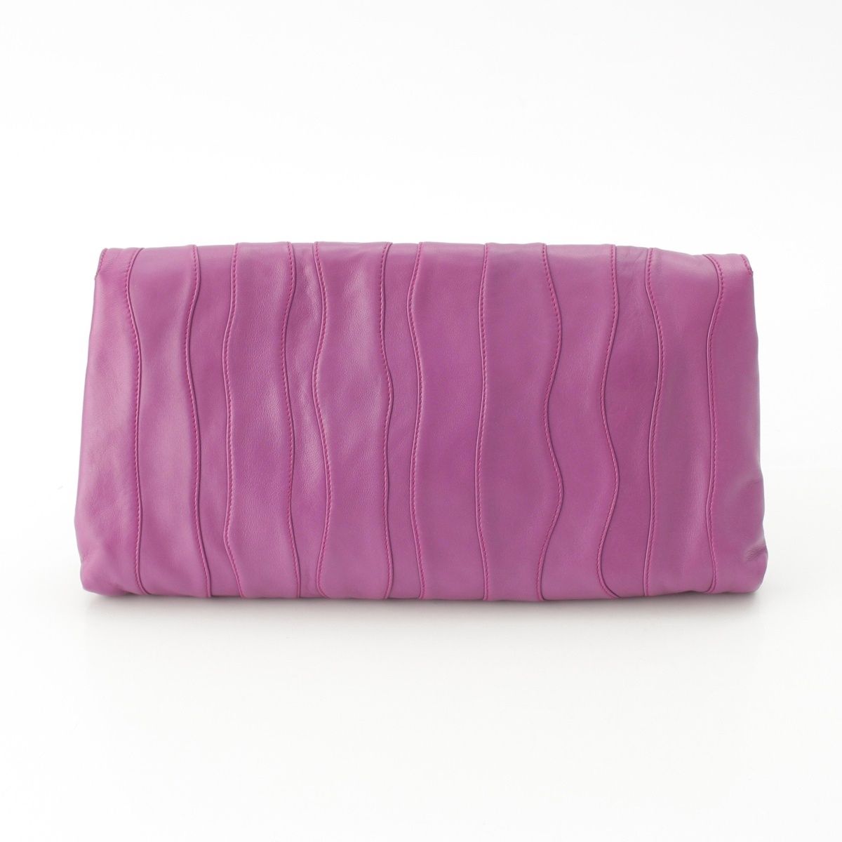 Prada Leather Logo Nappa Stripe Clutch Purple — view 3