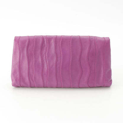 Prada Leather Logo Nappa Stripe Clutch Purple — view 3