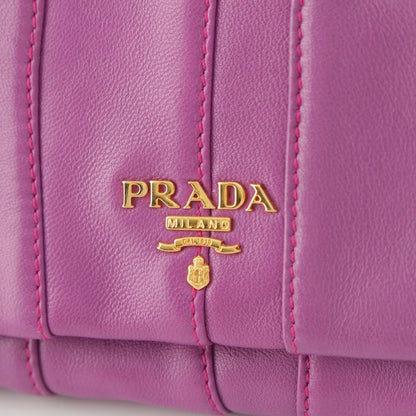 Prada Leather Logo Nappa Stripe Clutch Purple — view 8