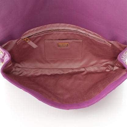 Prada Leather Logo Nappa Stripe Clutch Purple — view 6
