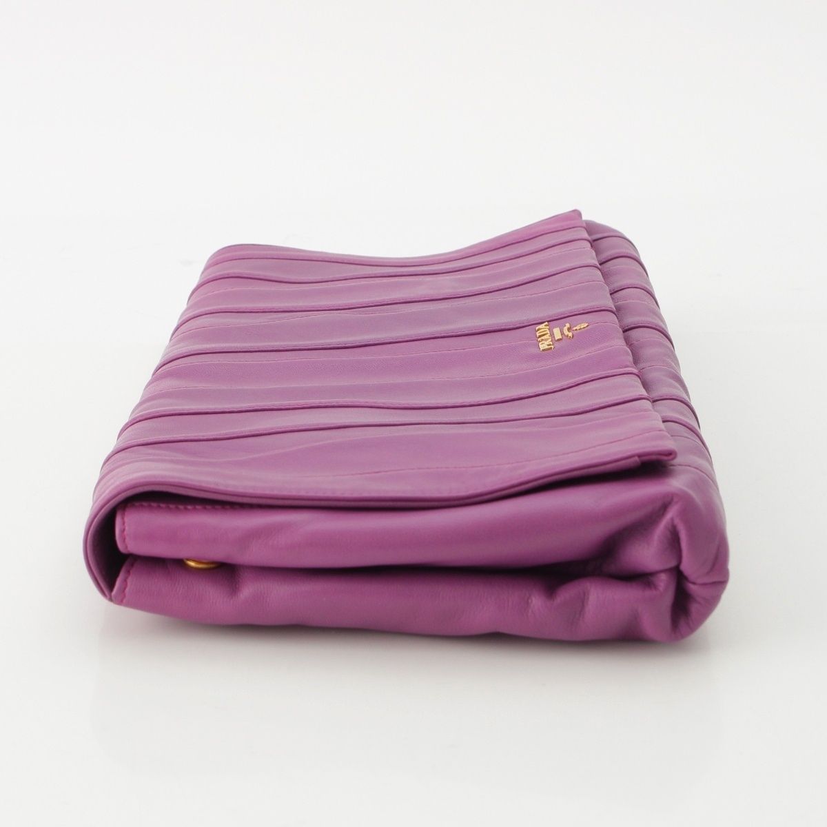 Prada Leather Logo Nappa Stripe Clutch Purple — view 4
